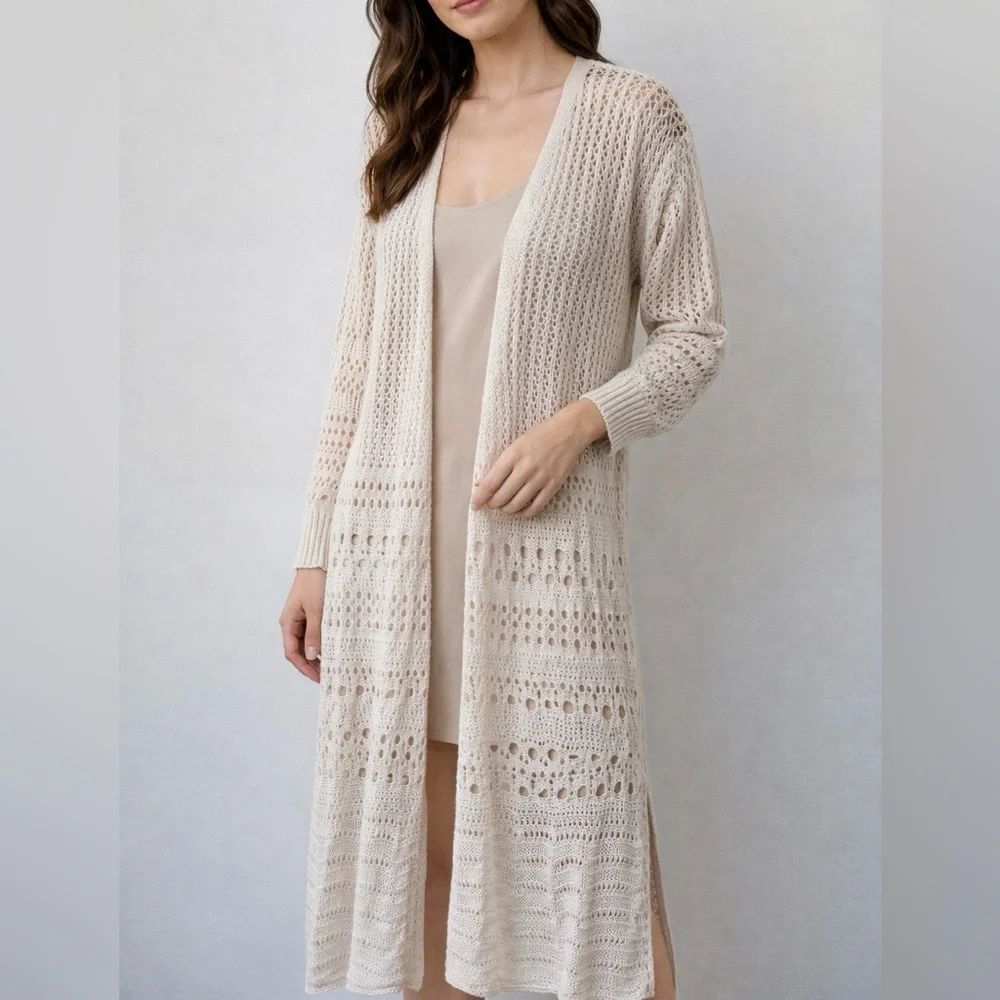 MoralFiber Women 1X Crochet Fairy Grunge Cardigan Long Open Knit Hippie Festival